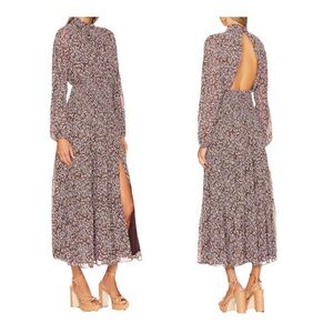 ASTR the Label - Smocked waist, long sleeved, open back floral maxi dress
